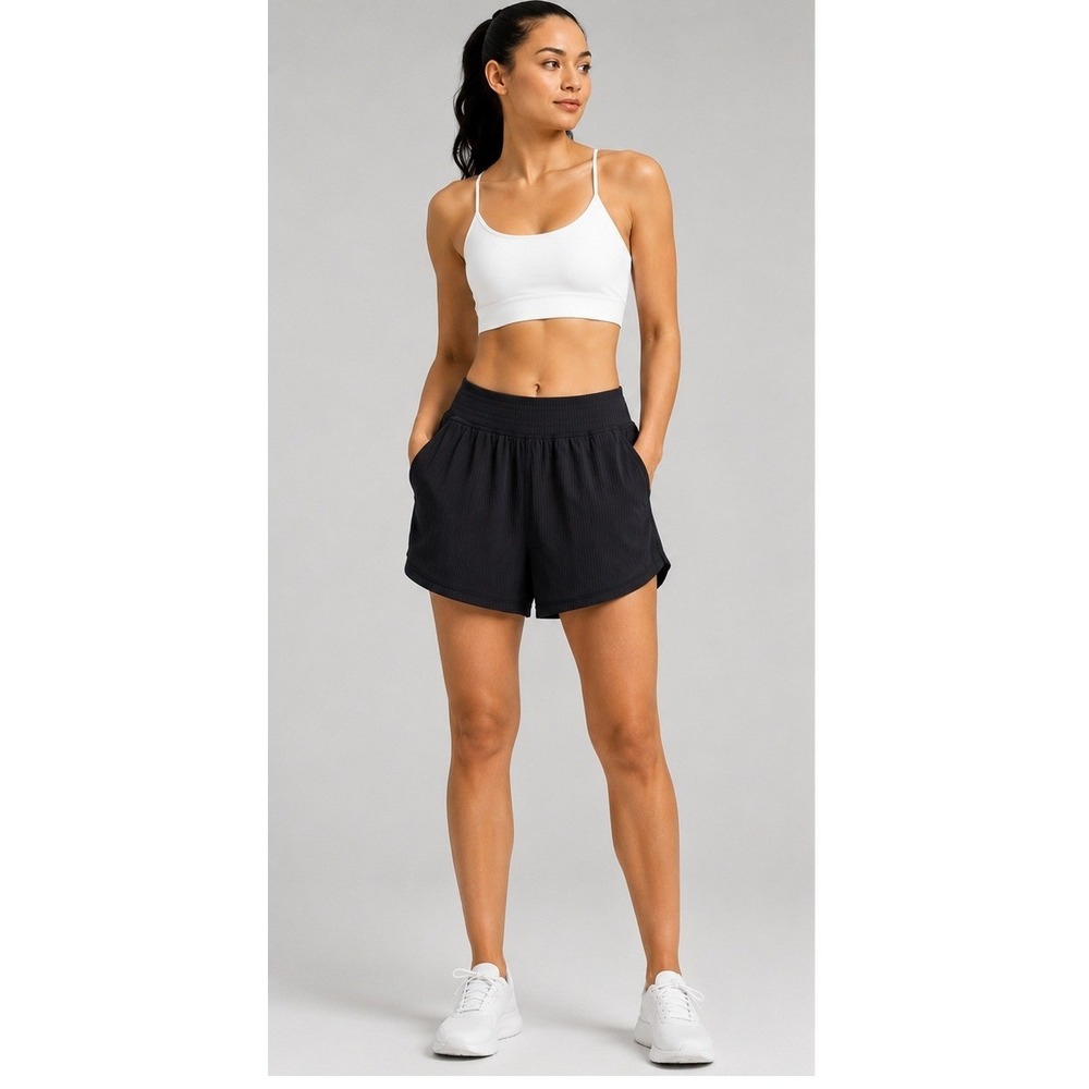 Lululemon Ribbed Softstreme High Rise Shorts Womens 4 Black Lounge 2 Inch